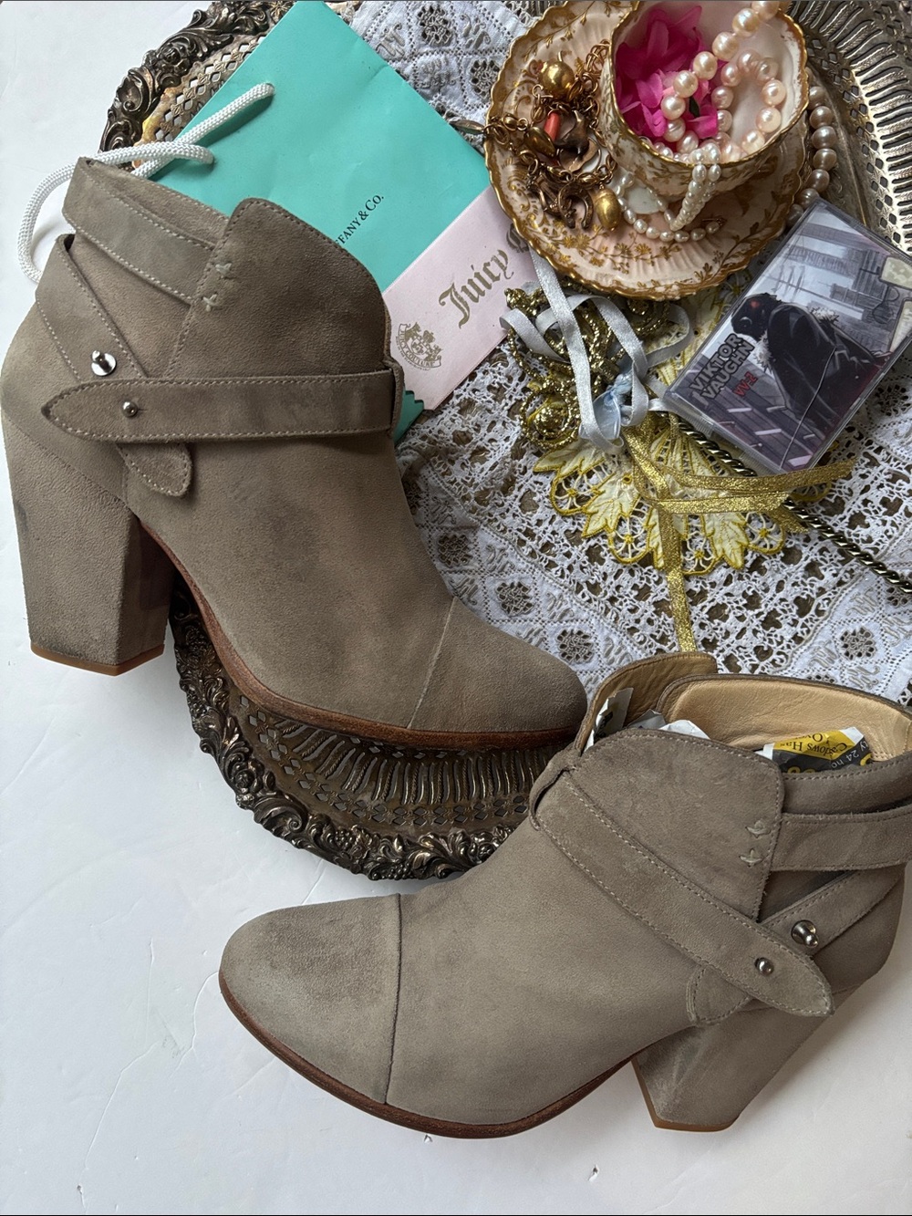 Rag & Bone Harrow Boot Heeled Bootie Taylor Swift Suede Taupe 40 Designer Luxury